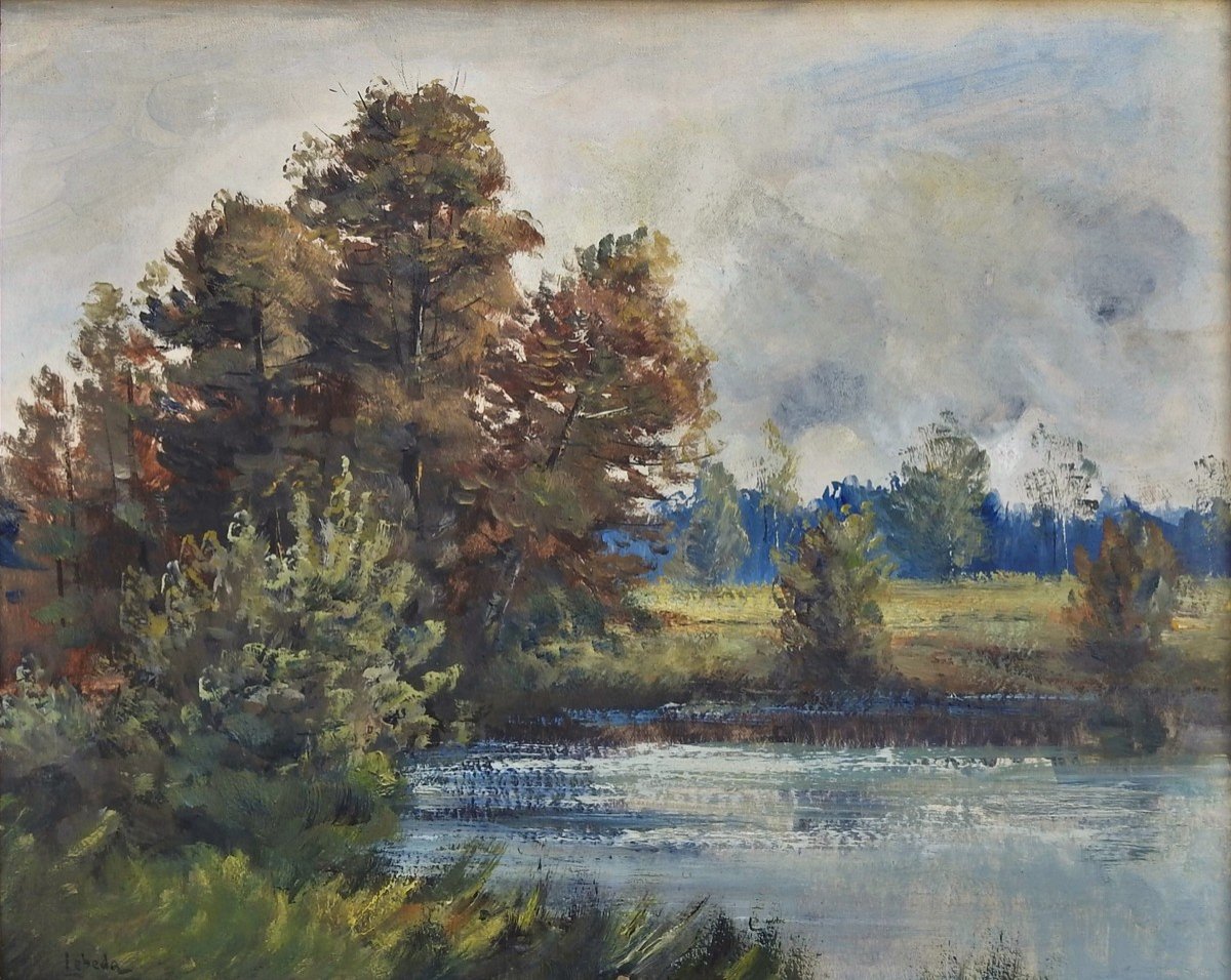 Czech Painter Otakar Lebeda 1877 Prague – 1901 Malá Chuchle “arms Of The River”-photo-2
