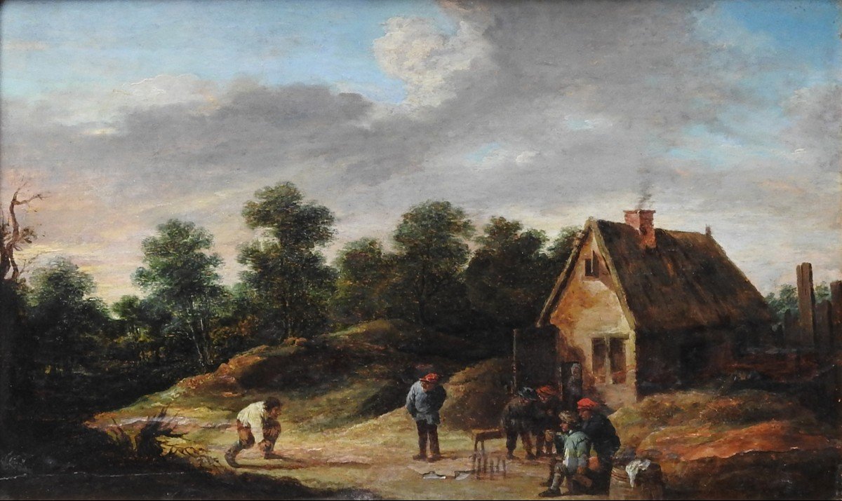 Flemish Painter David Teniers (younger) 1610 Antwerp – 1690 Brussels "bowling Players"-photo-2