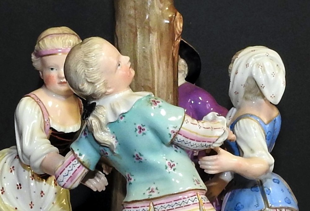 Porcelaine De Meissen " Enfants Dansant Autour d'Un Arbre "-photo-1