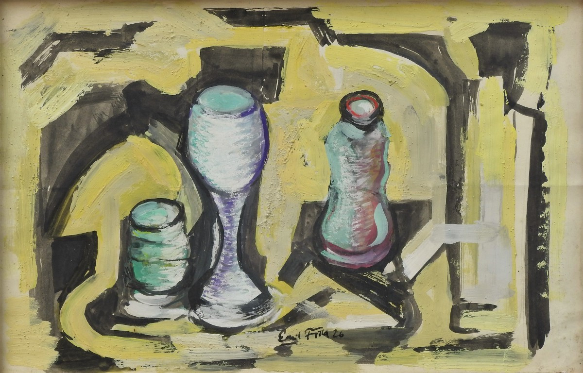 Czech Painter Emil Filla (1882 Chropyně – 1953 Prague) “cubist Still Life”-photo-2