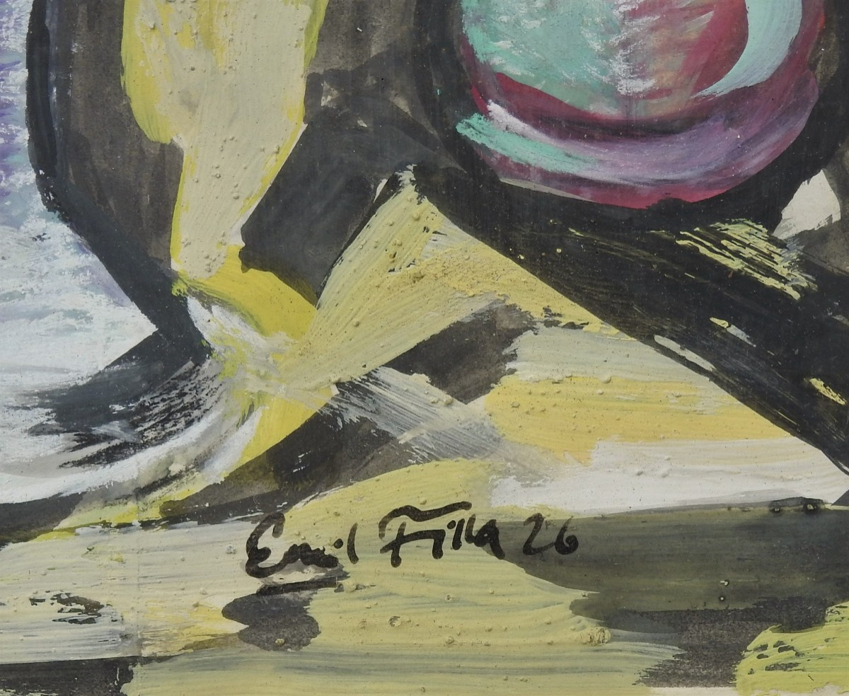 Czech Painter Emil Filla (1882 Chropyně – 1953 Prague) “cubist Still Life”-photo-3