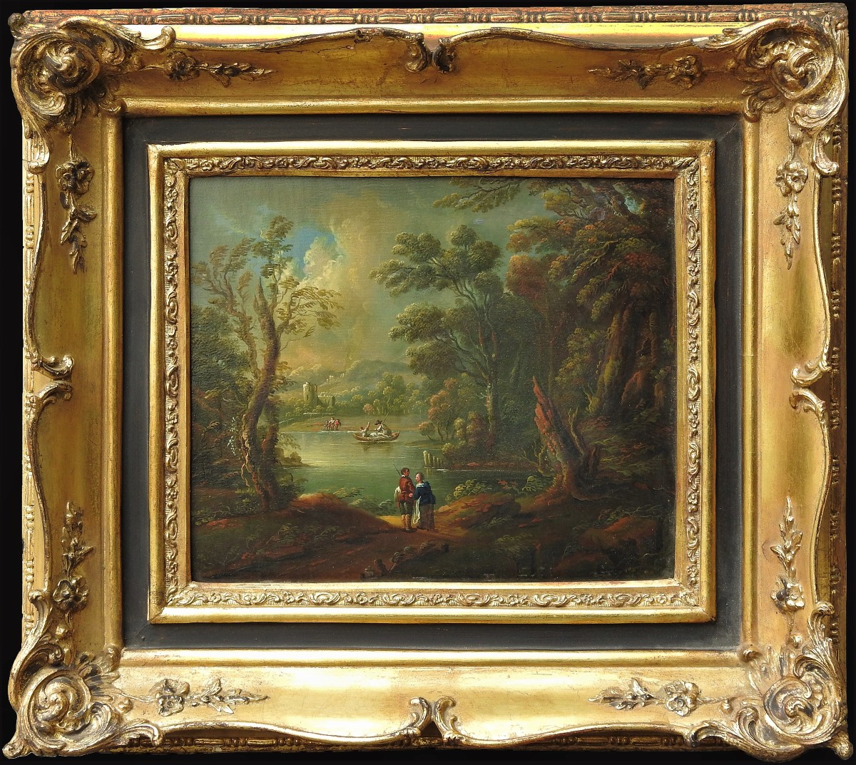 Peintre Allemand Peter Von Bemmel (1686 Nuremberg – 1754 Ratisbonne)" Deux Paysages Fluviaux "