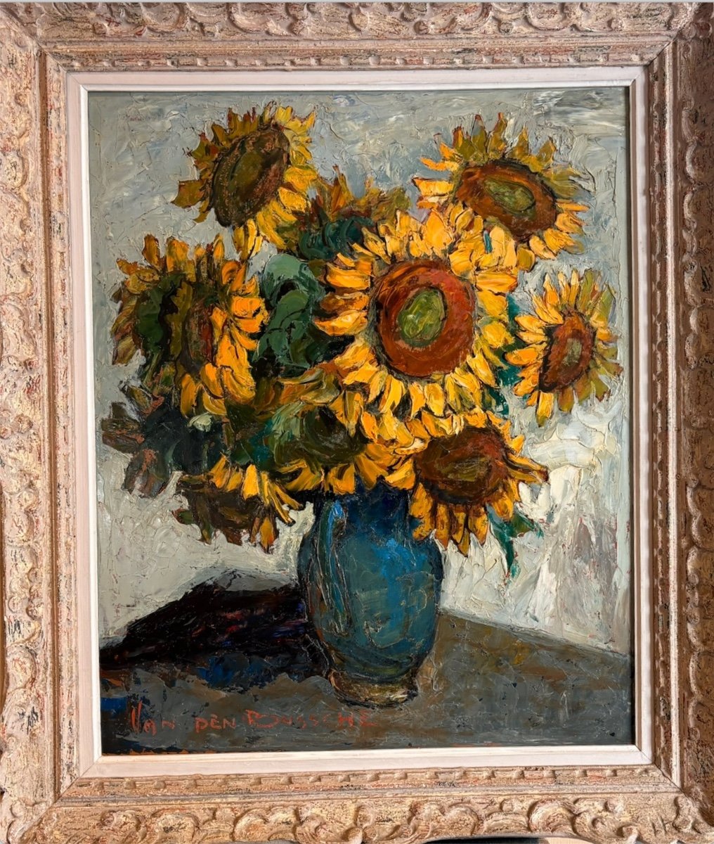 Fernand Van Den Bussche (1892-1975) - Vase De Tournesols-photo-2