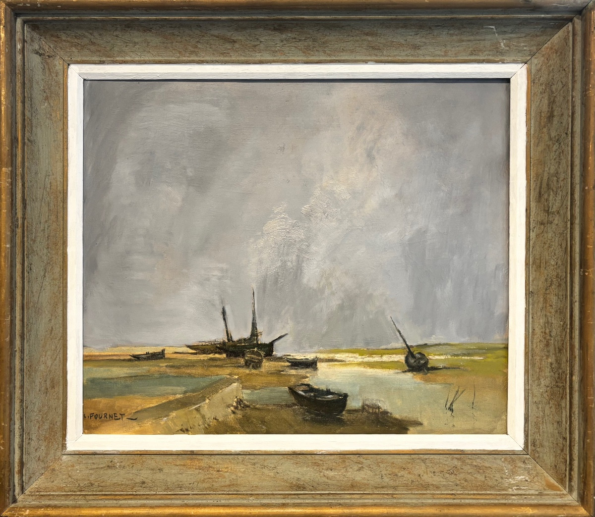 Lucien Fournet (1902-1975) - Sailboats At Low Tide