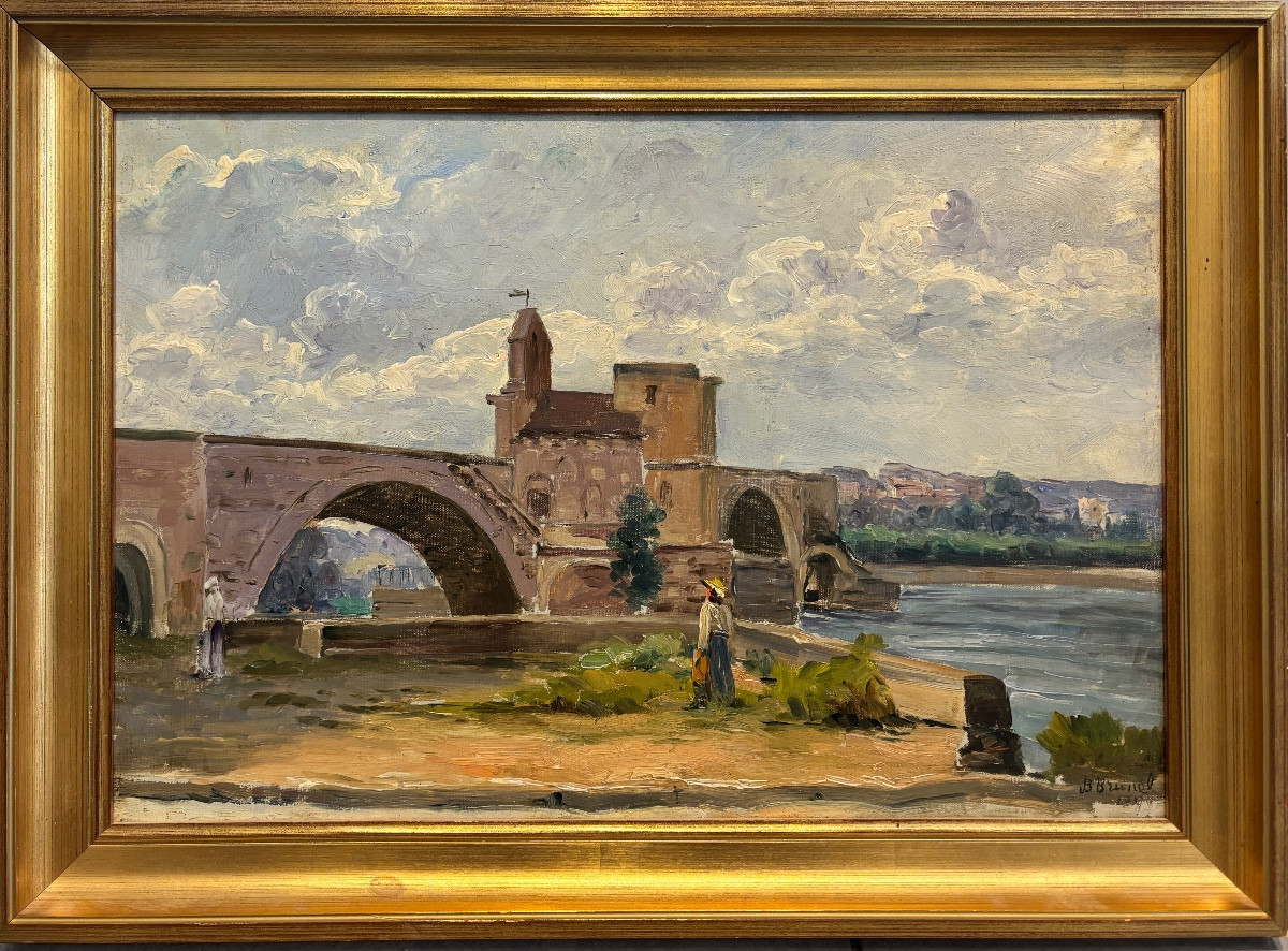 Jean-baptiste Brunel (1844-1919) - The Saint Bénézet Bridge In Avignon