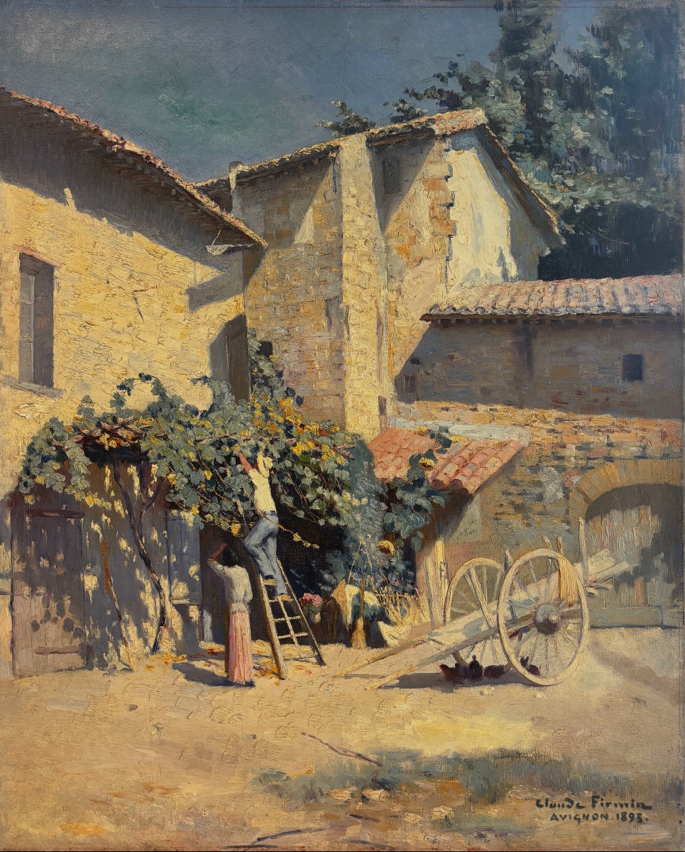 Claude Firmin (1864-1944) -  La treille dans la cour de la ferme