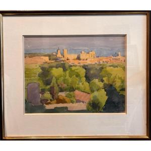 Alfred Bergier (1881-1971) - View Of The Palais Des Papes
