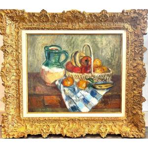Charles Camoin (1879-1965) - Still Life With Blue Checkered Tablecloth