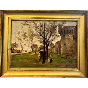 Charles Vionet (1858-1923) - The Allées De l'Oulle In Avignon