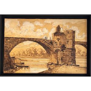 Lucien Genin (1894-1953) - Le pont Saint Bénézet d'Avignon