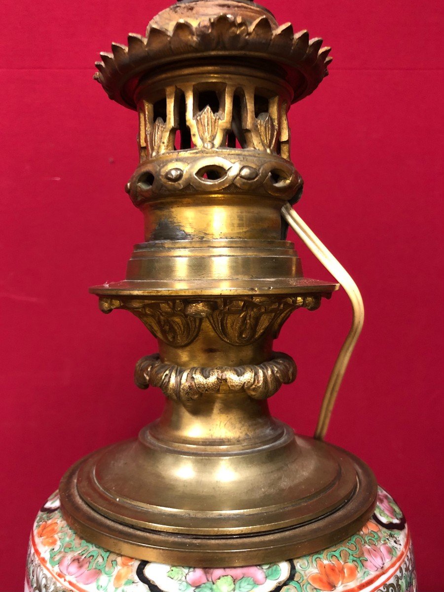 Lampe En Porcelaine De Canton et Bronze doré -photo-5