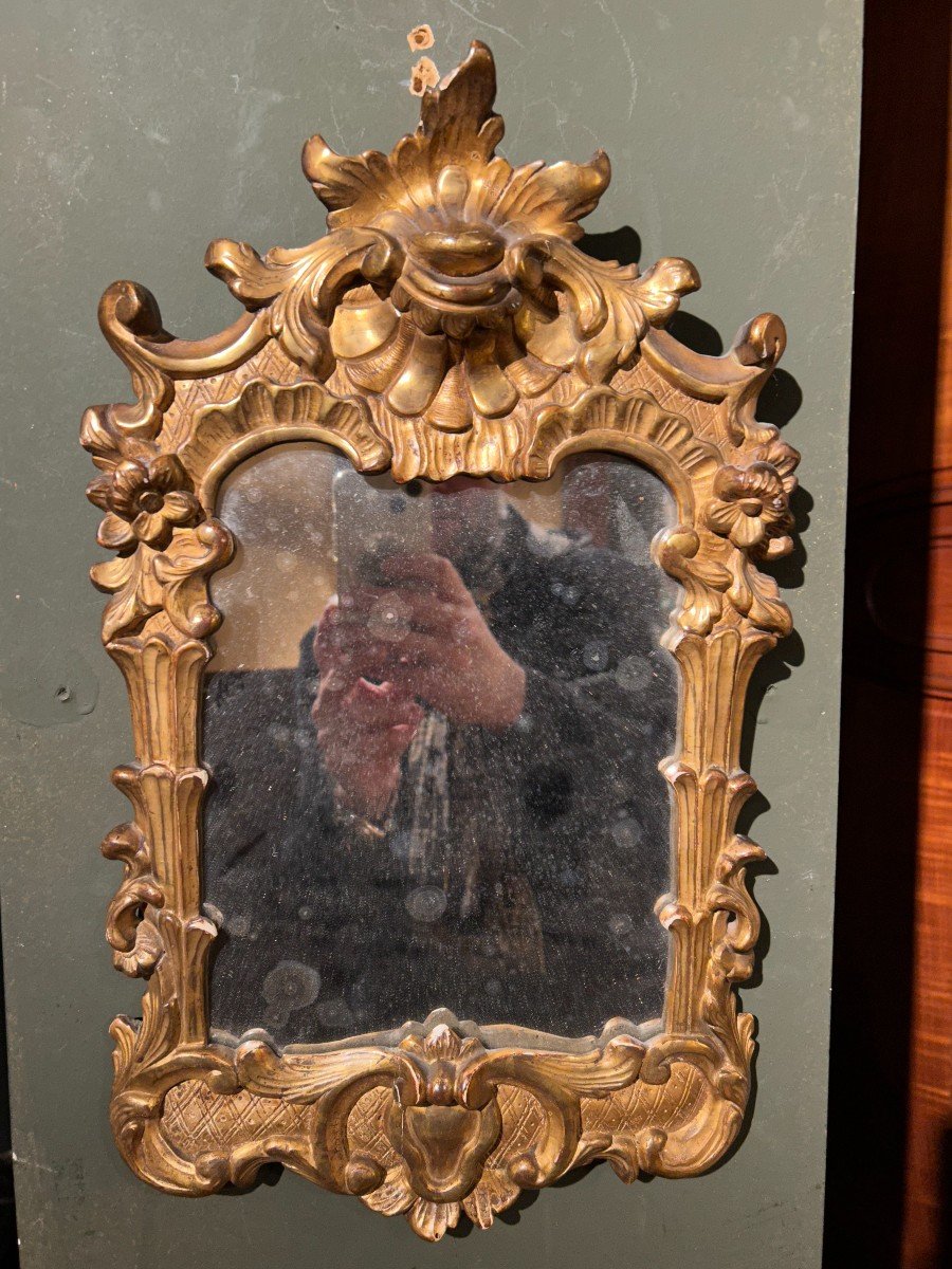 Miroir En Bois Doré d'époque 18ème Siècle
