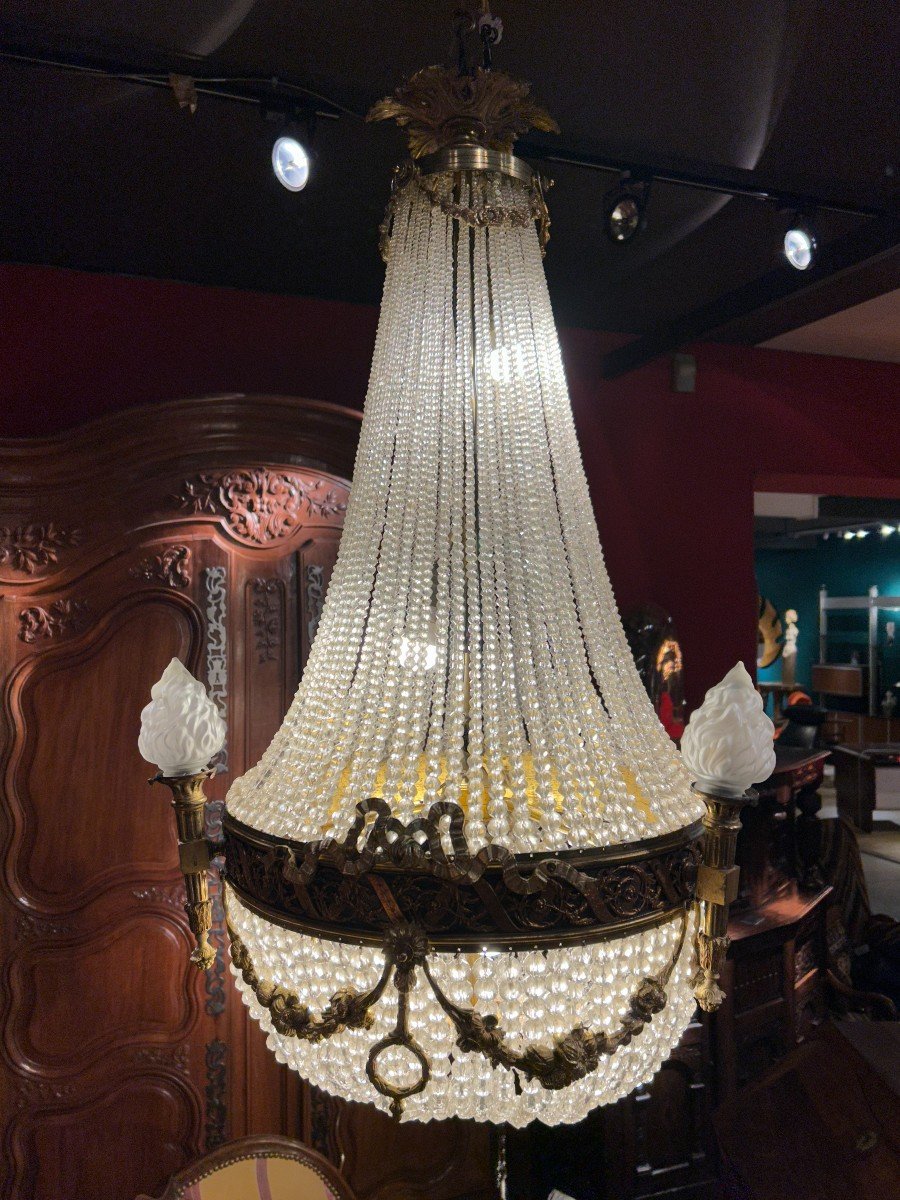 Hot Air Balloon Chandelier In Gilt Bronze -photo-1