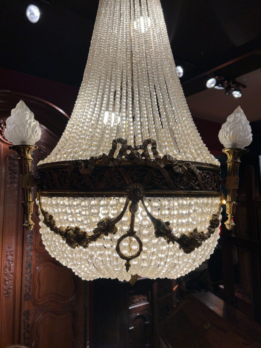 Hot Air Balloon Chandelier In Gilt Bronze -photo-3