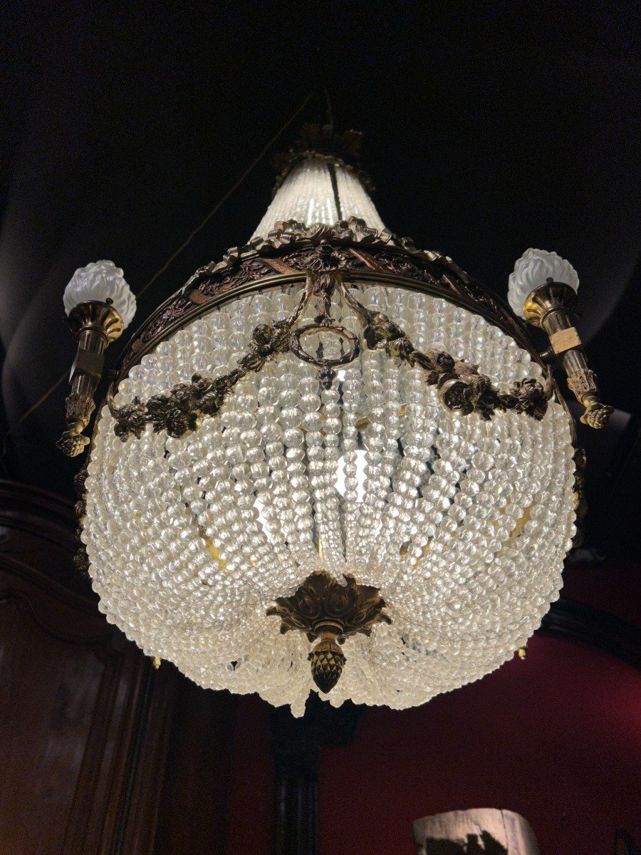 Hot Air Balloon Chandelier In Gilt Bronze -photo-6