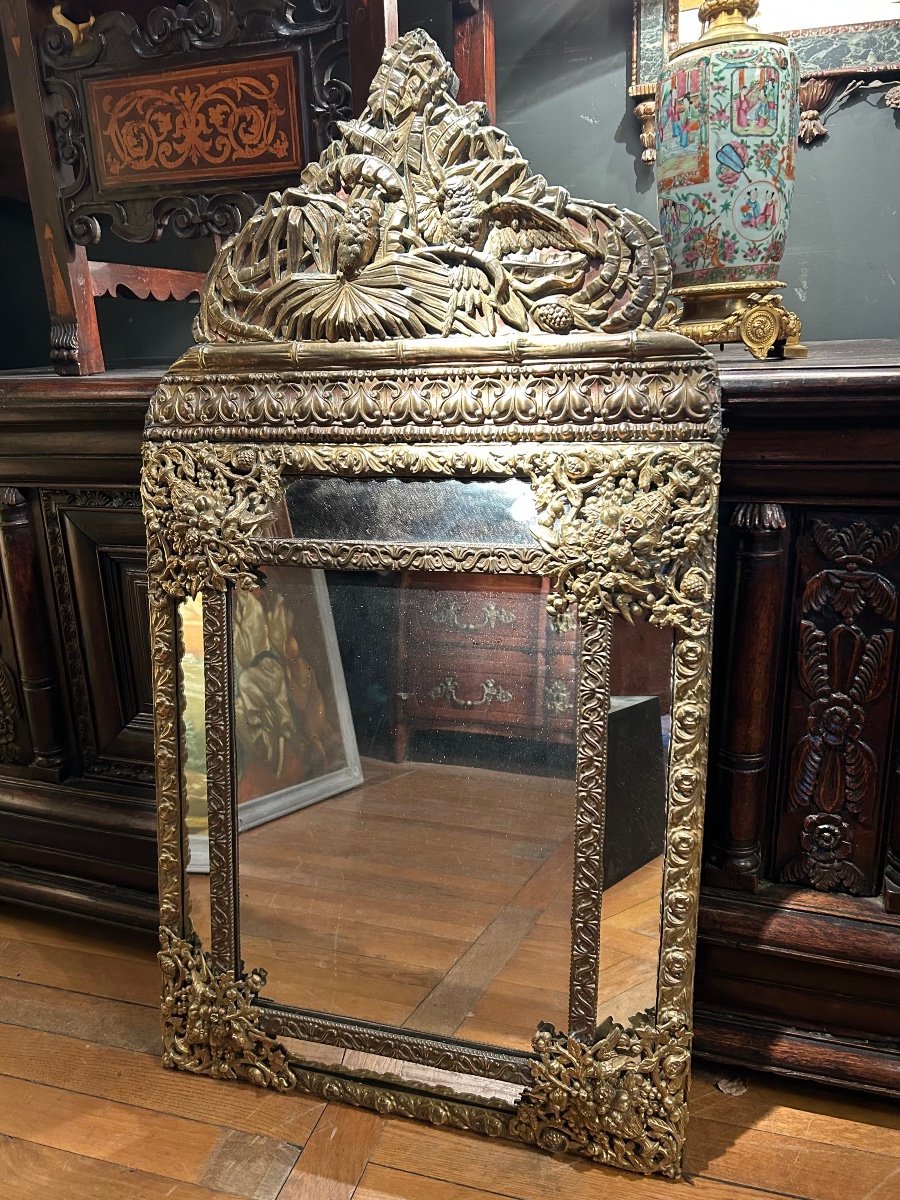 Miroir De Style Louis XIII Décor Aux Perroquets 