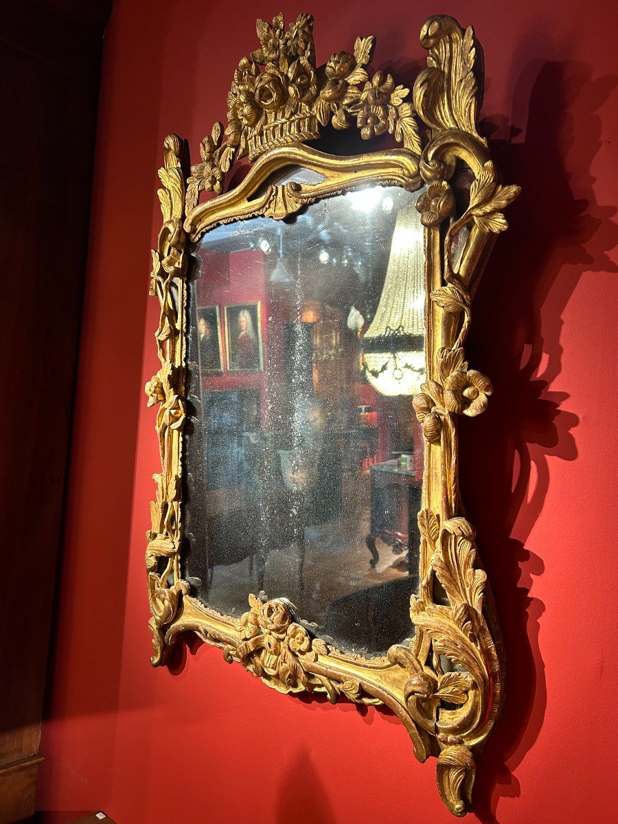 Miroir Provençal En Bois Doré d'époque Louis XV à Pare Closes-photo-1