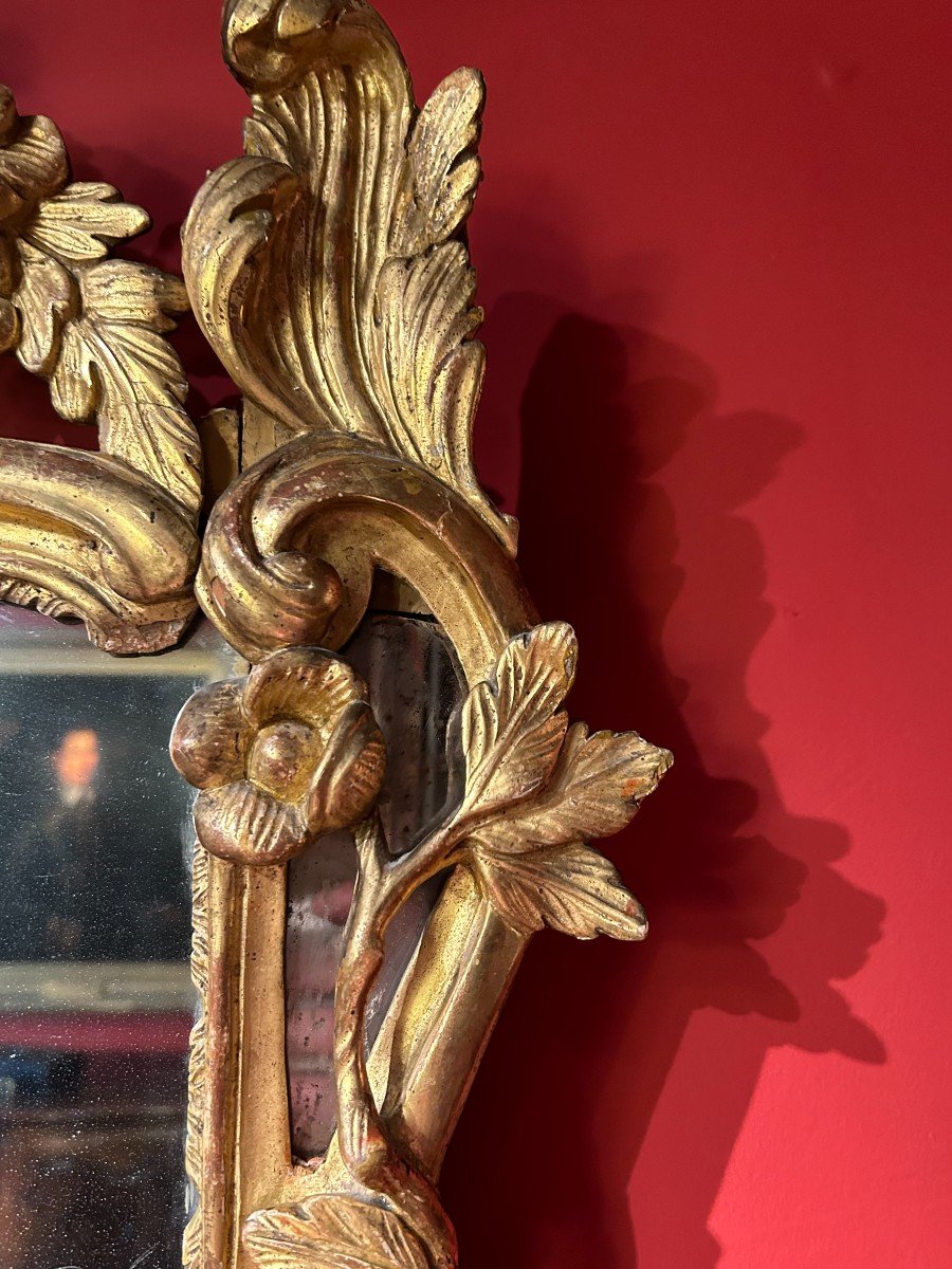 Miroir Provençal En Bois Doré d'époque Louis XV à Pare Closes-photo-3