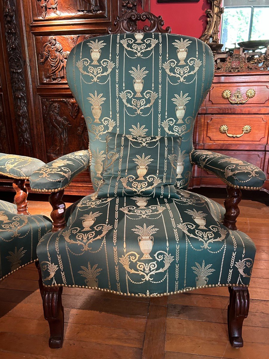 Very Beautiful Pair Of Mahogany Armchairs -photo-1