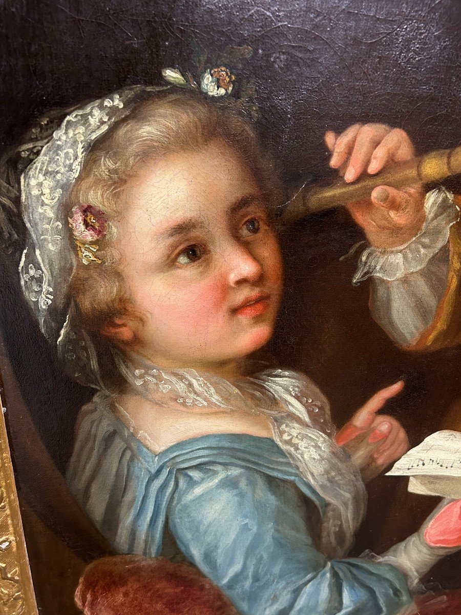 Peinture d'époque Régence ( Leçon De Musique )-photo-1