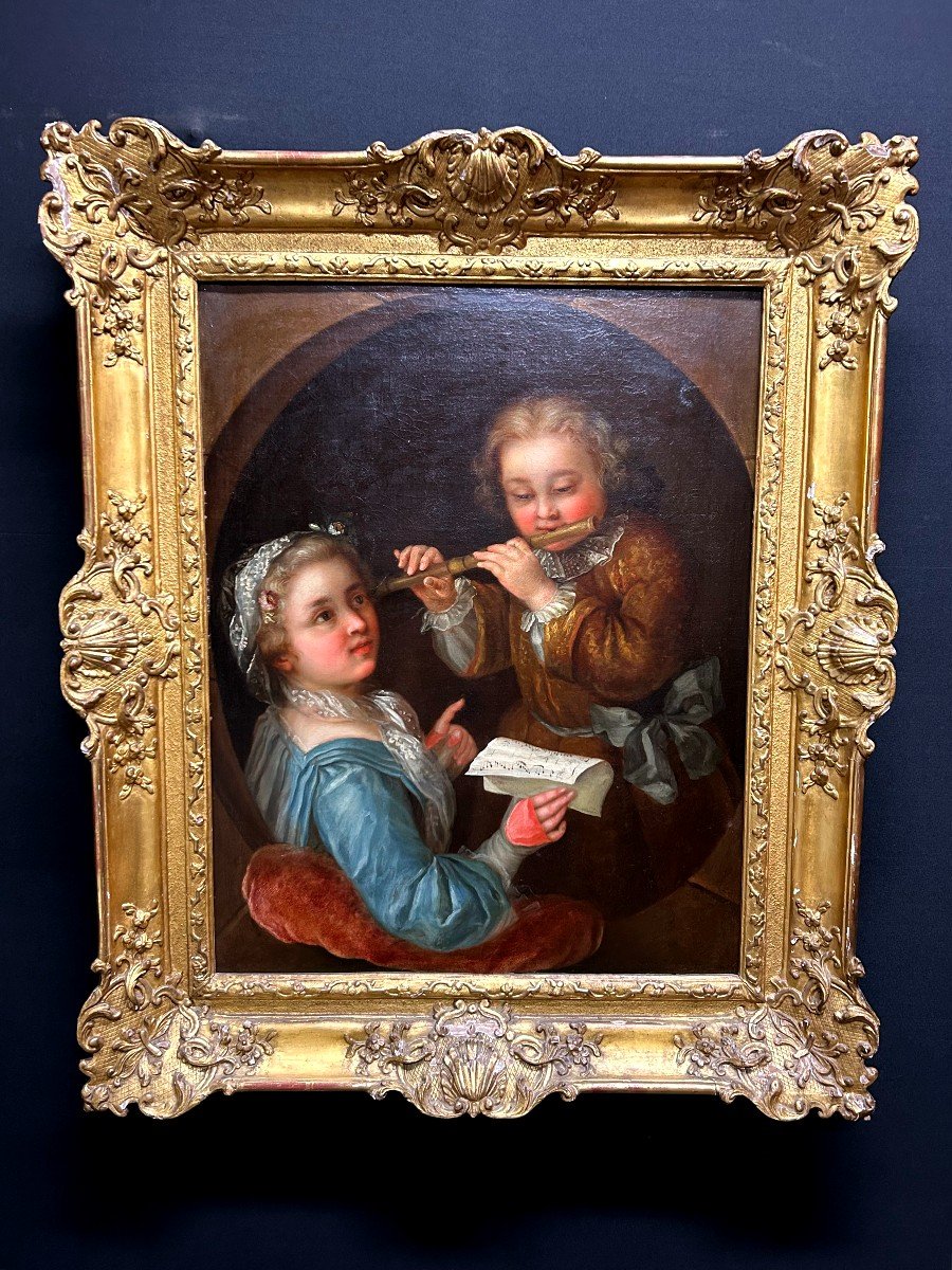 Peinture d'époque Régence ( Leçon De Musique )