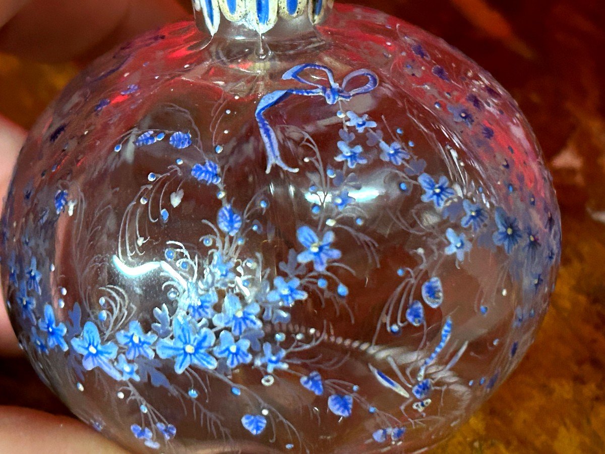 Emile Gallé Crystal Bottle With Dragonfly Decor -photo-5