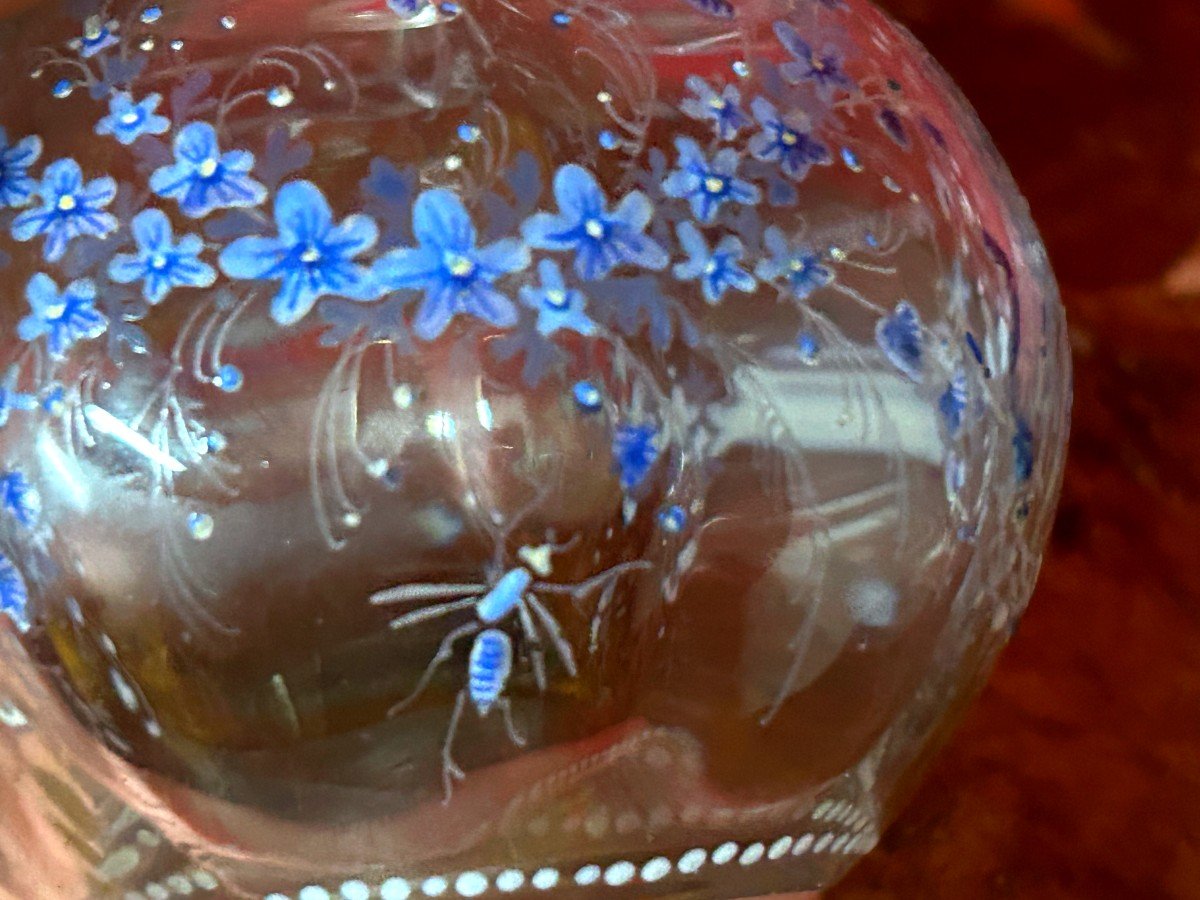 Emile Gallé Crystal Bottle With Dragonfly Decor -photo-6
