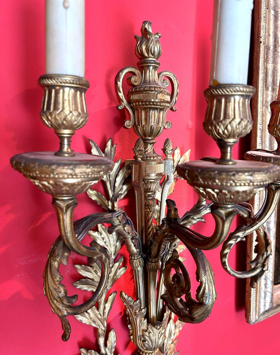 Pair Of Gilt Bronze Wall Lights-photo-1