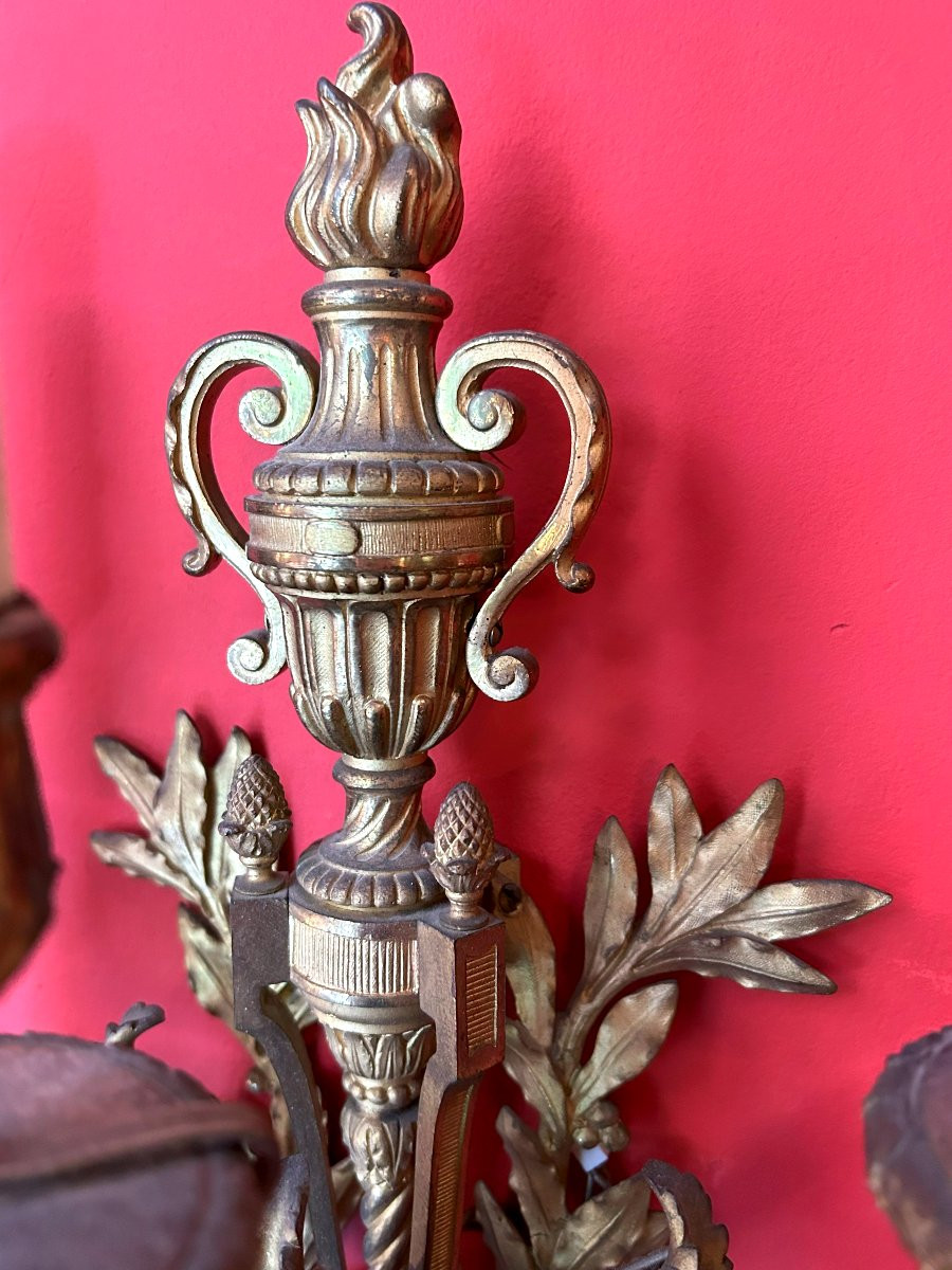 Pair Of Gilt Bronze Wall Lights-photo-5
