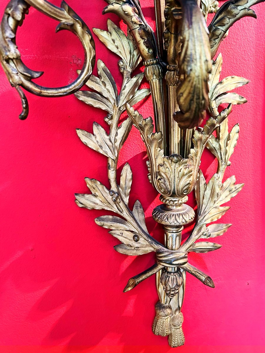 Pair Of Gilt Bronze Wall Lights-photo-6