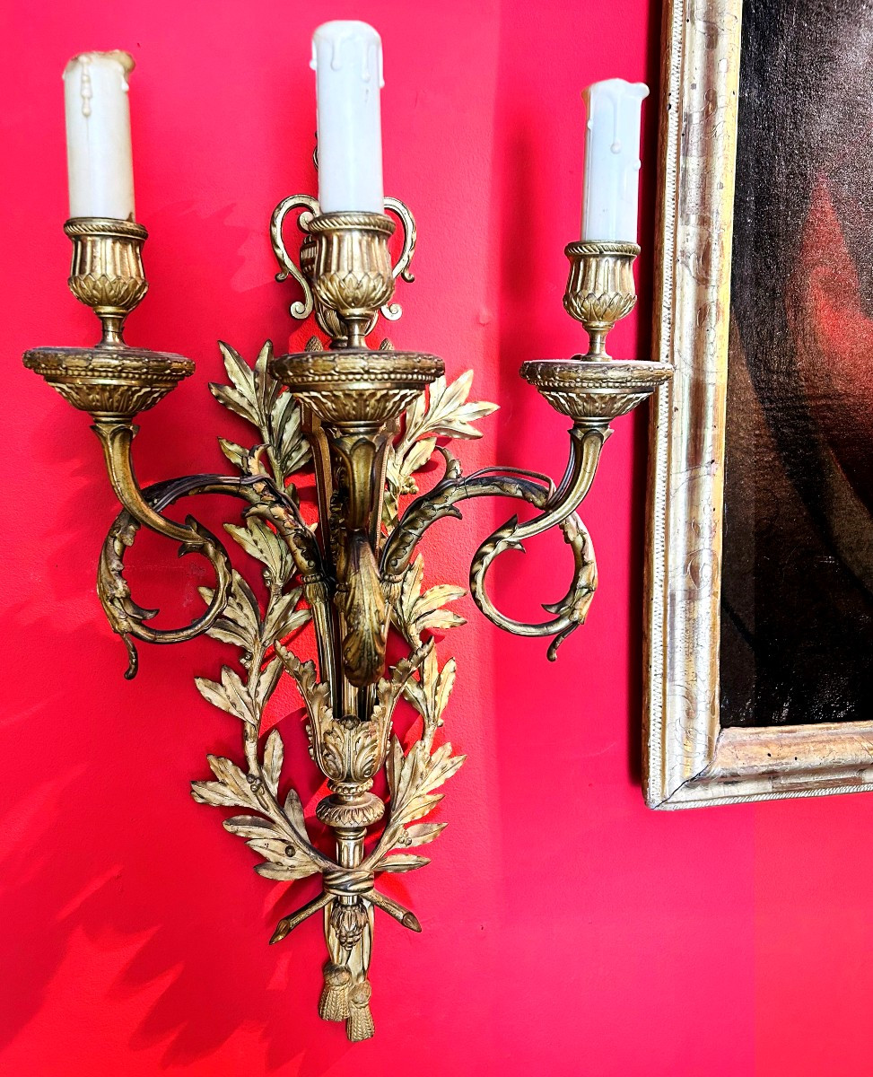 Pair Of Gilt Bronze Wall Lights