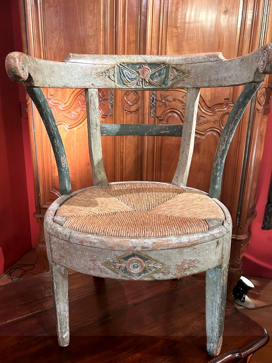 Gondola Armchair With Phrygian Cap Decoration, 18th Century