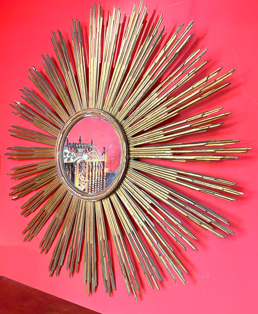 Miroir Soleil en Bois Doré D'époque Napoléon III -photo-2