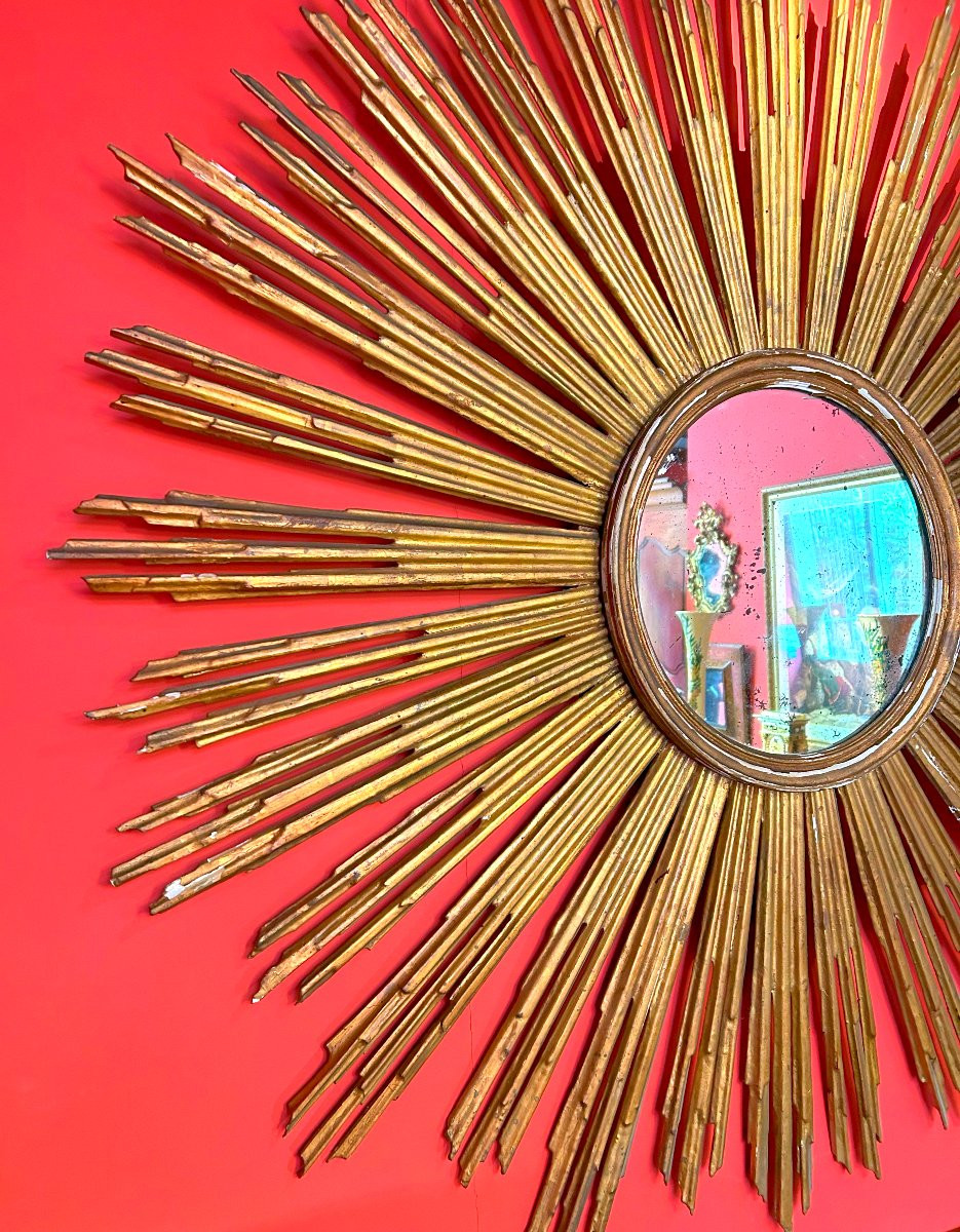 Miroir Soleil en Bois Doré D'époque Napoléon III -photo-3