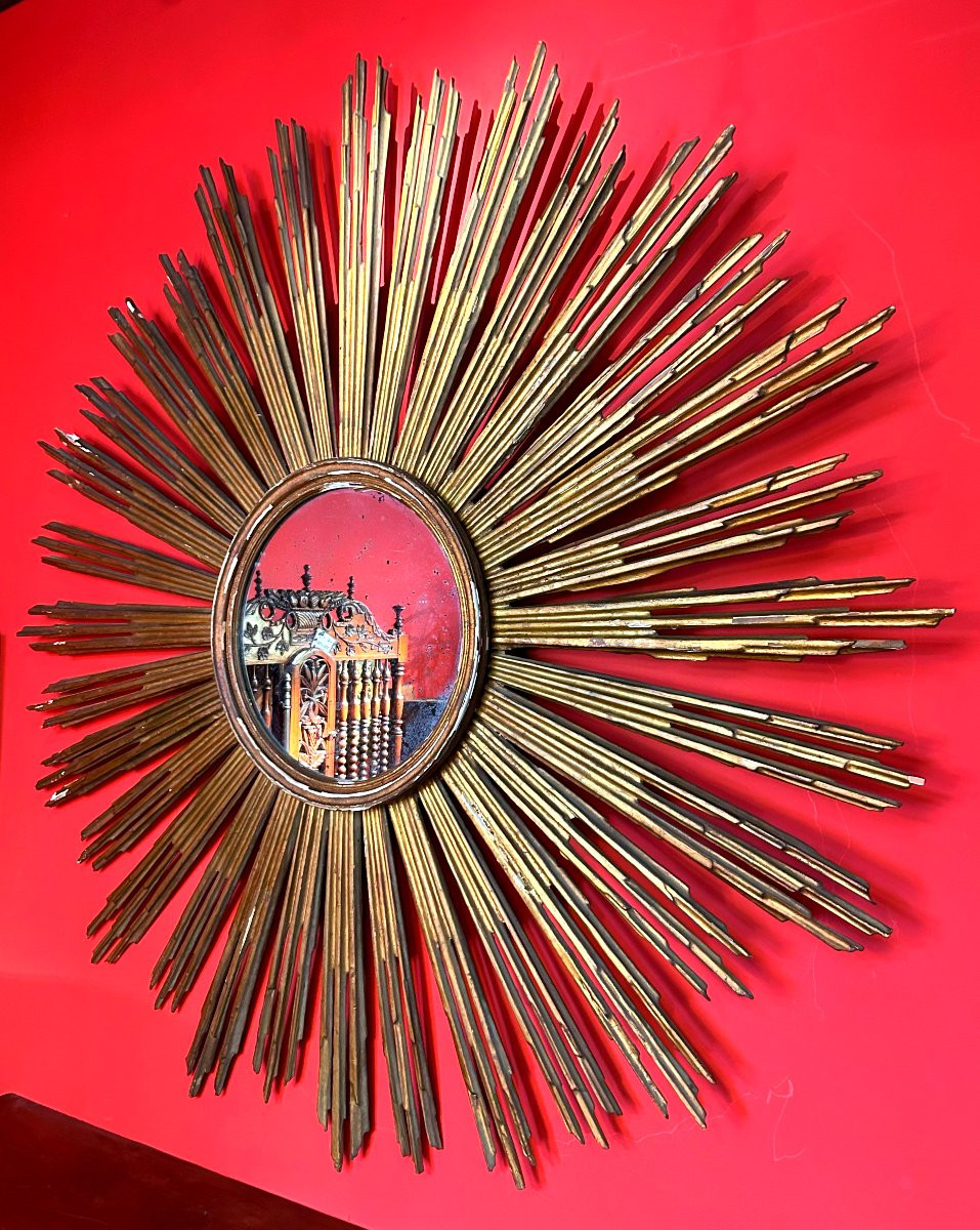 Miroir Soleil en Bois Doré D'époque Napoléon III -photo-4