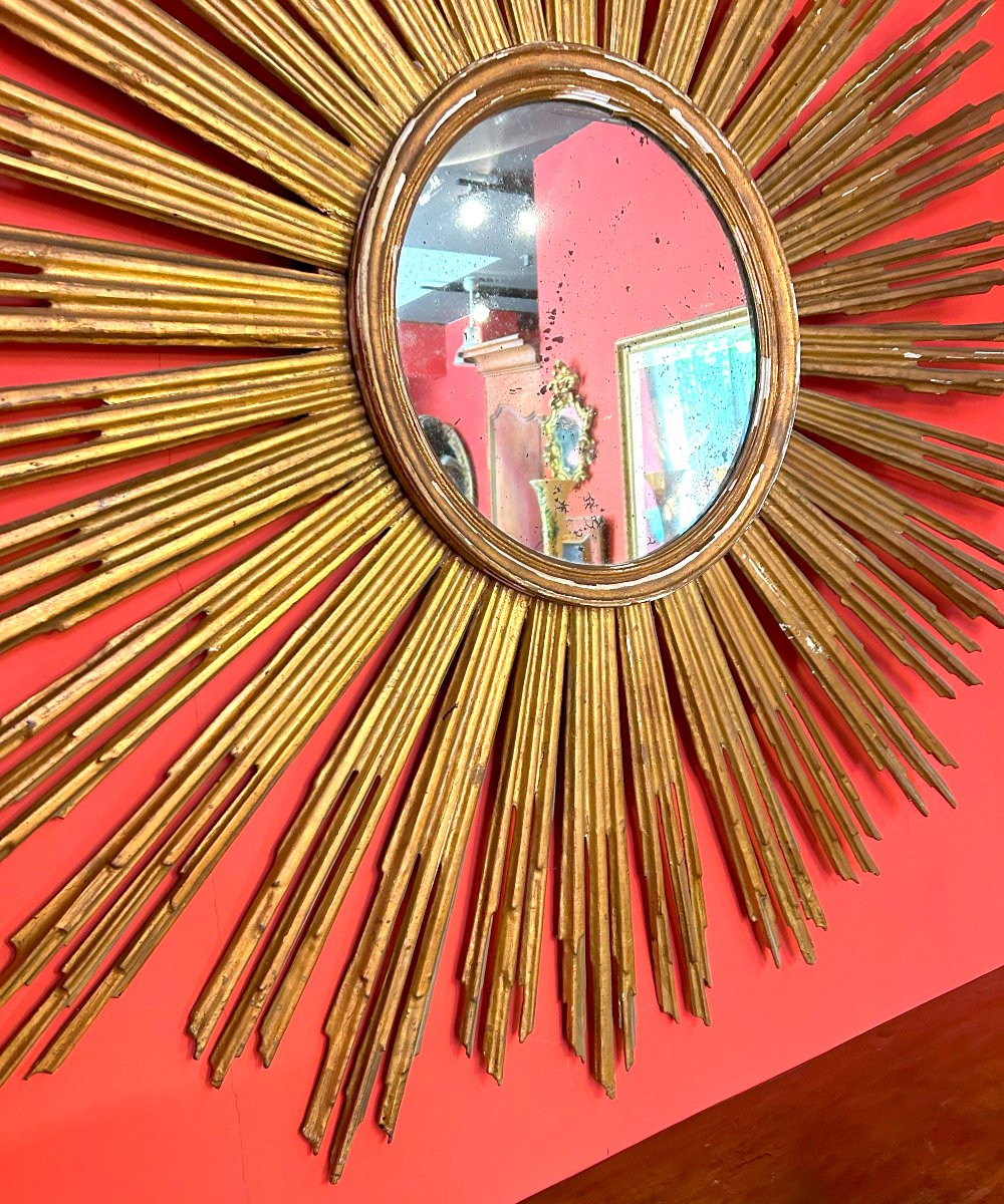 Miroir Soleil en Bois Doré D'époque Napoléon III -photo-5