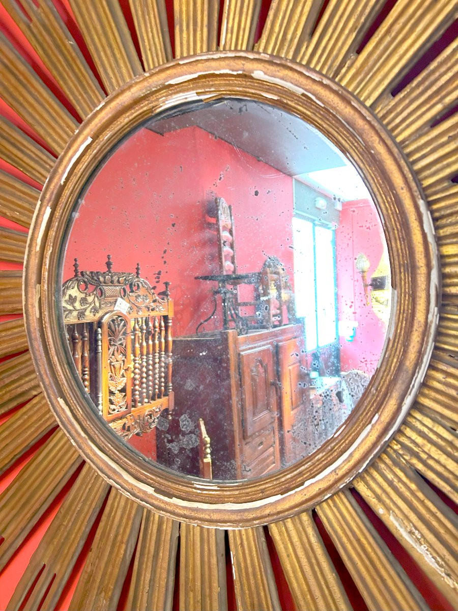 Miroir Soleil en Bois Doré D'époque Napoléon III -photo-6