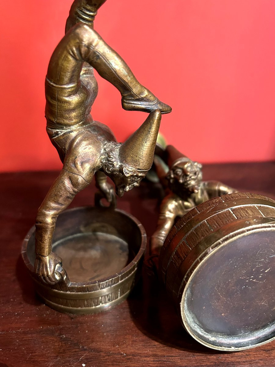 Pair Of Bronze Candlesticks Decorated With Acrobats-photo-7