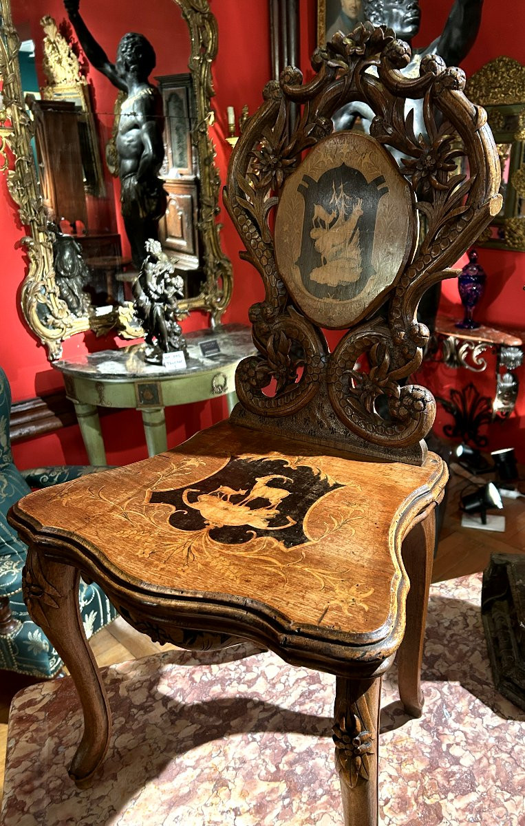 Walnut Wood Chair In The Art-populaire Style-photo-1