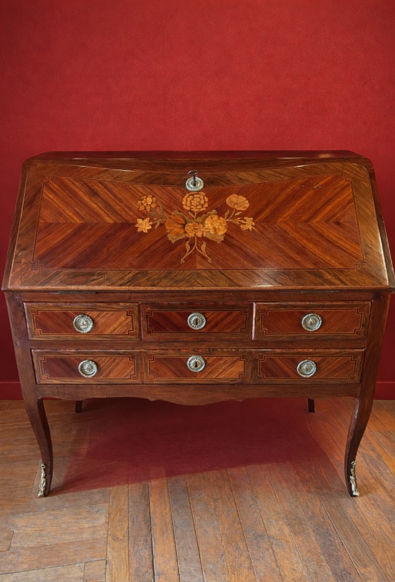 18th Century Marquetry Slant-front Desk