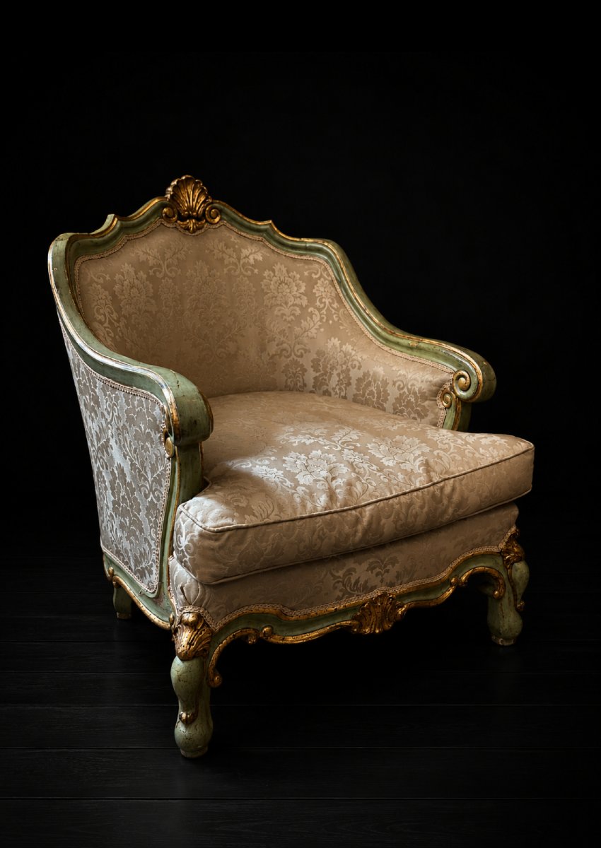 Paire de bergères italiennes de style Louis XV -photo-1