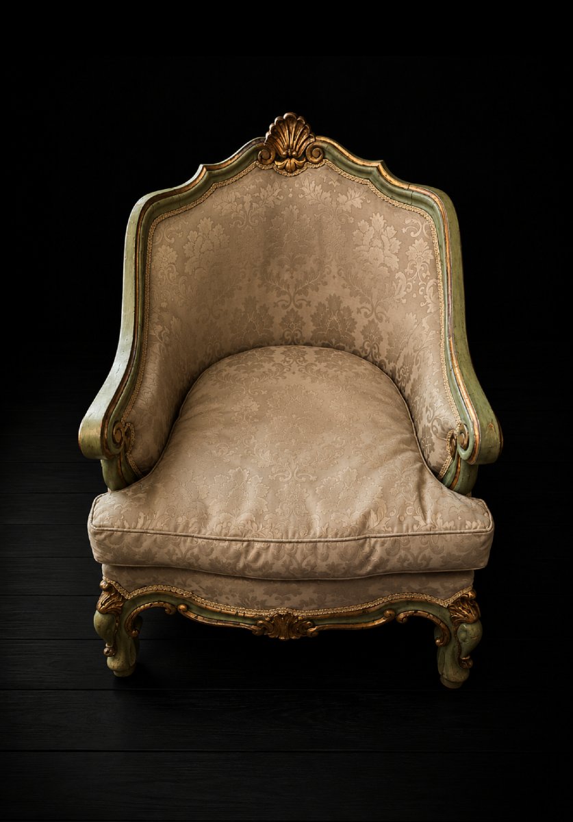 Paire de bergères italiennes de style Louis XV -photo-3