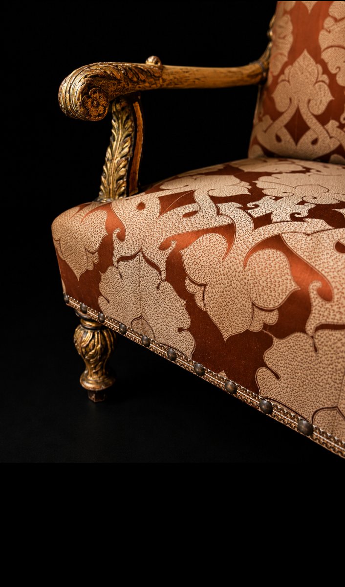 Banquette italienne de style Louis XVI en bois doré-photo-4
