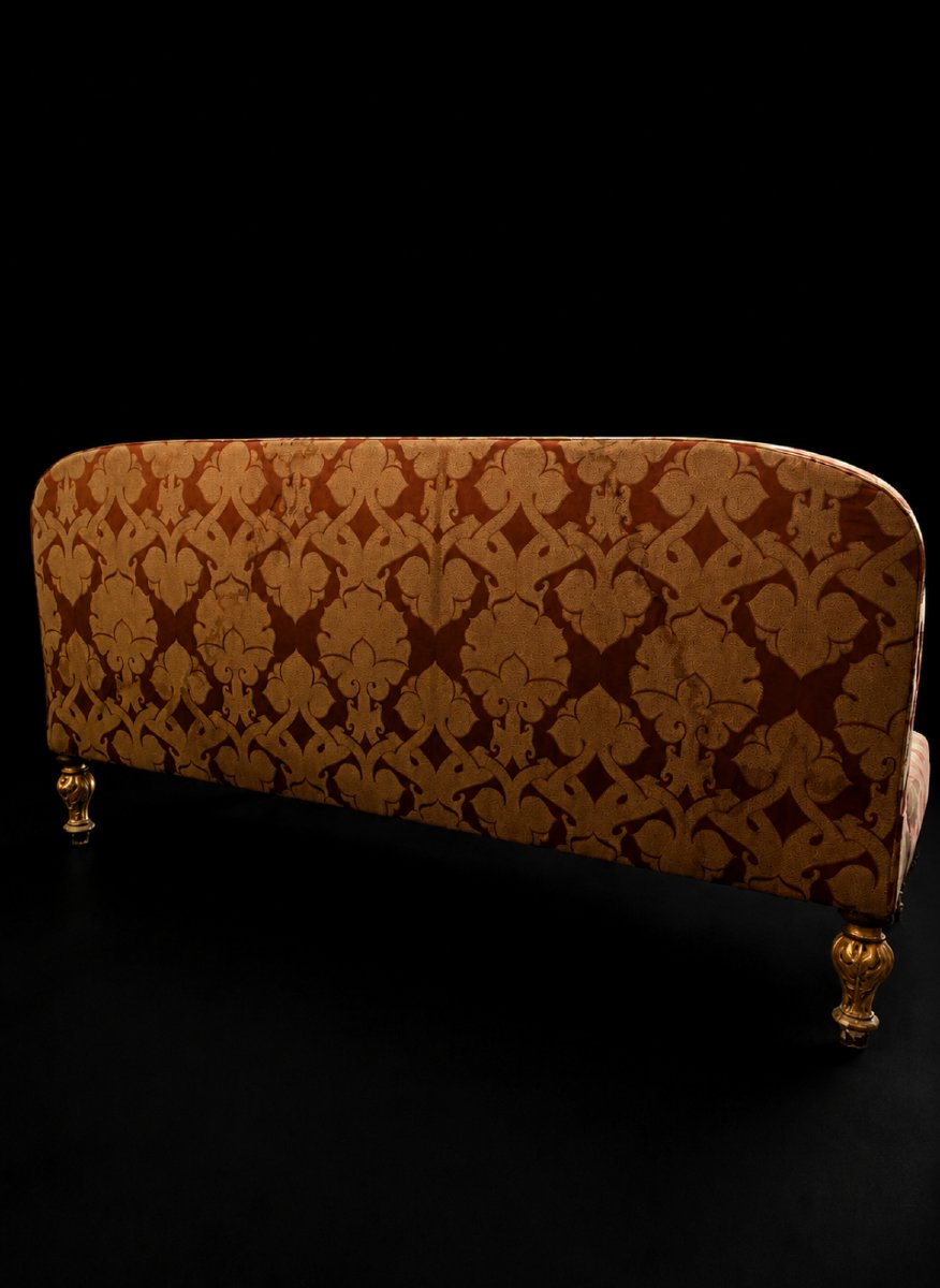 Banquette italienne de style Louis XVI en bois doré-photo-5