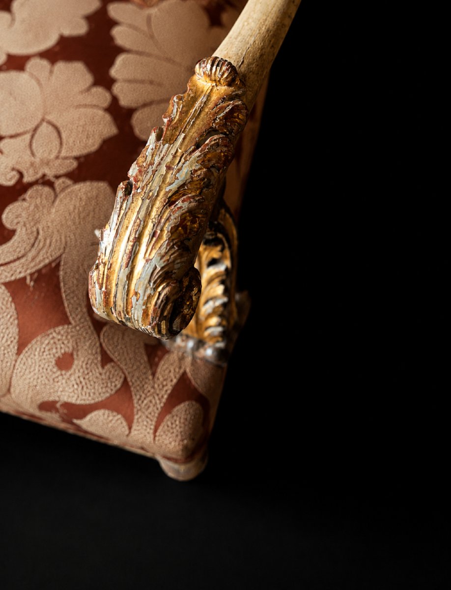 Banquette italienne de style Louis XVI en bois doré-photo-6