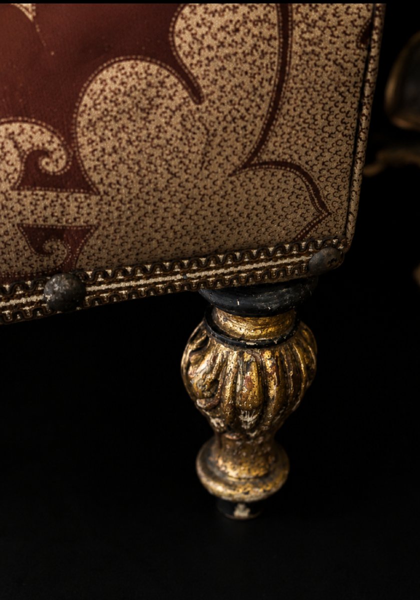 Banquette italienne de style Louis XVI en bois doré-photo-8