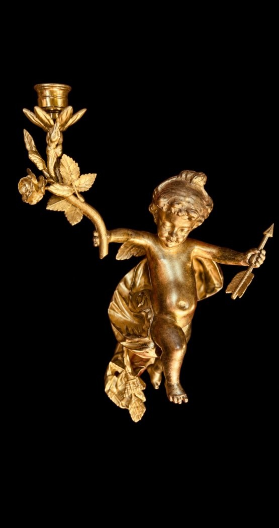Paire d'appliques en bronze doré-photo-3