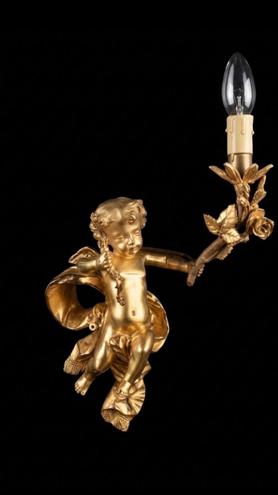 Paire d'appliques en bronze doré-photo-1