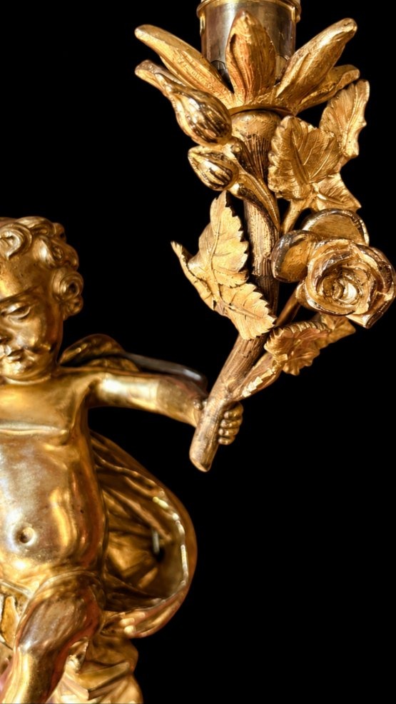 Paire d'appliques en bronze doré-photo-3