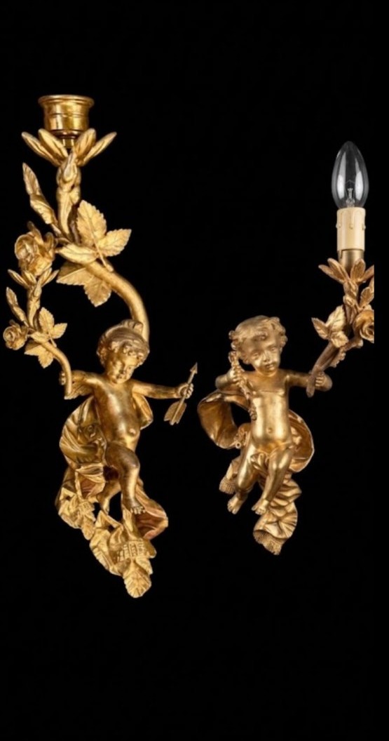 Paire d'appliques en bronze doré